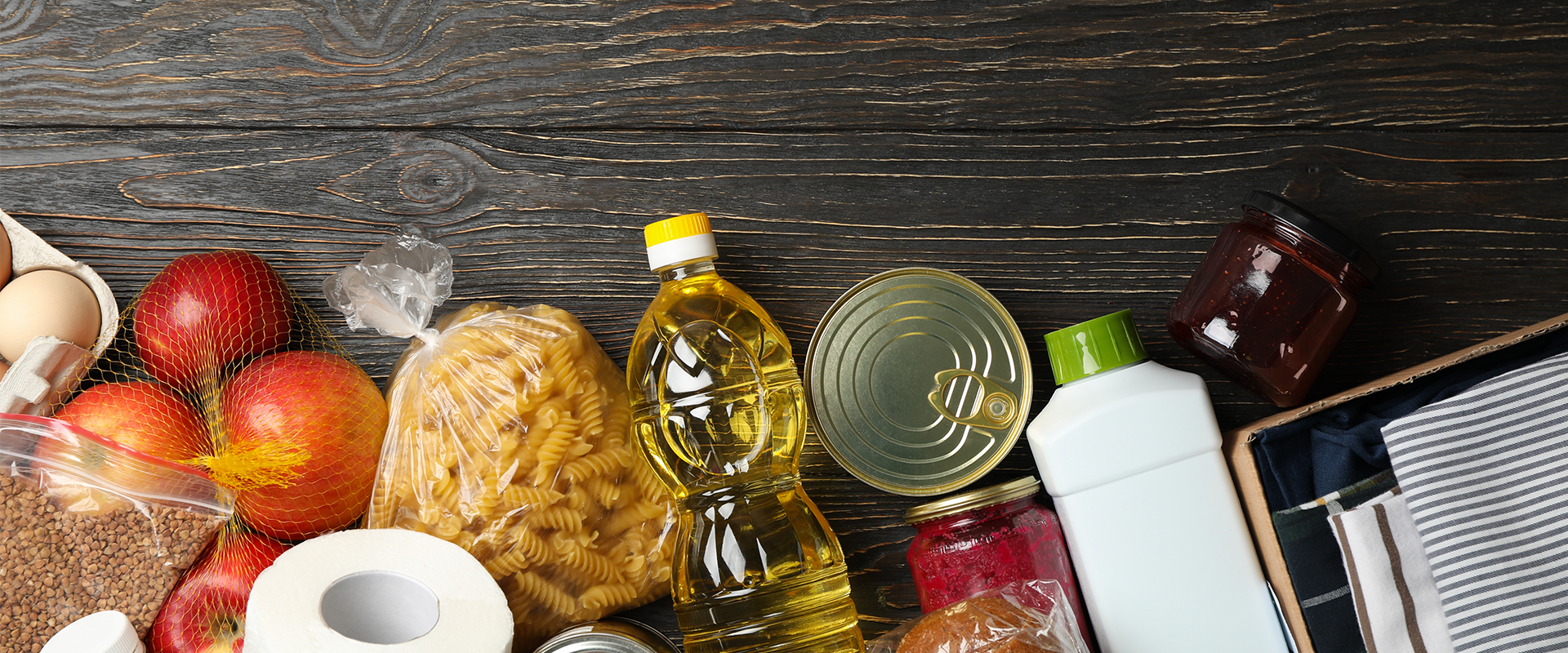 Food baskets being prepared for distribution to families in Iran
