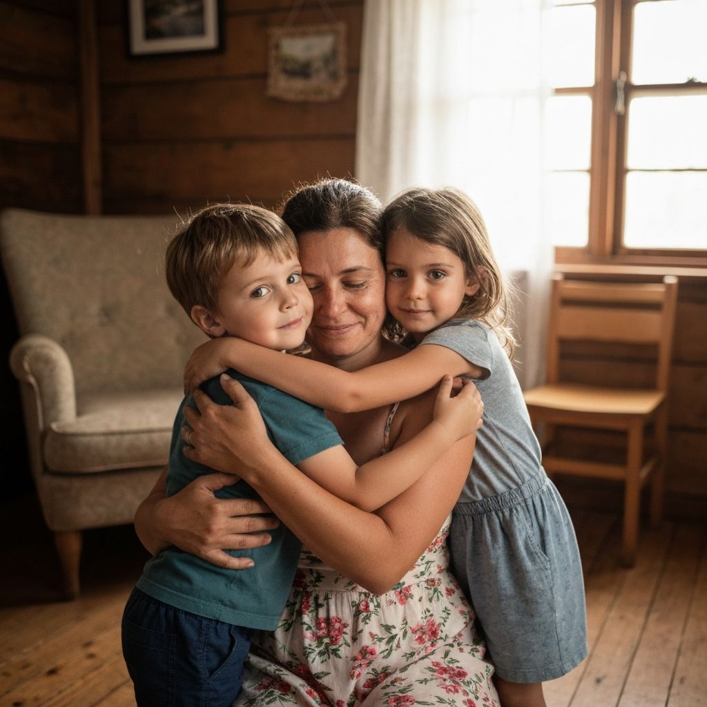 A widowed mother with her children in Iran