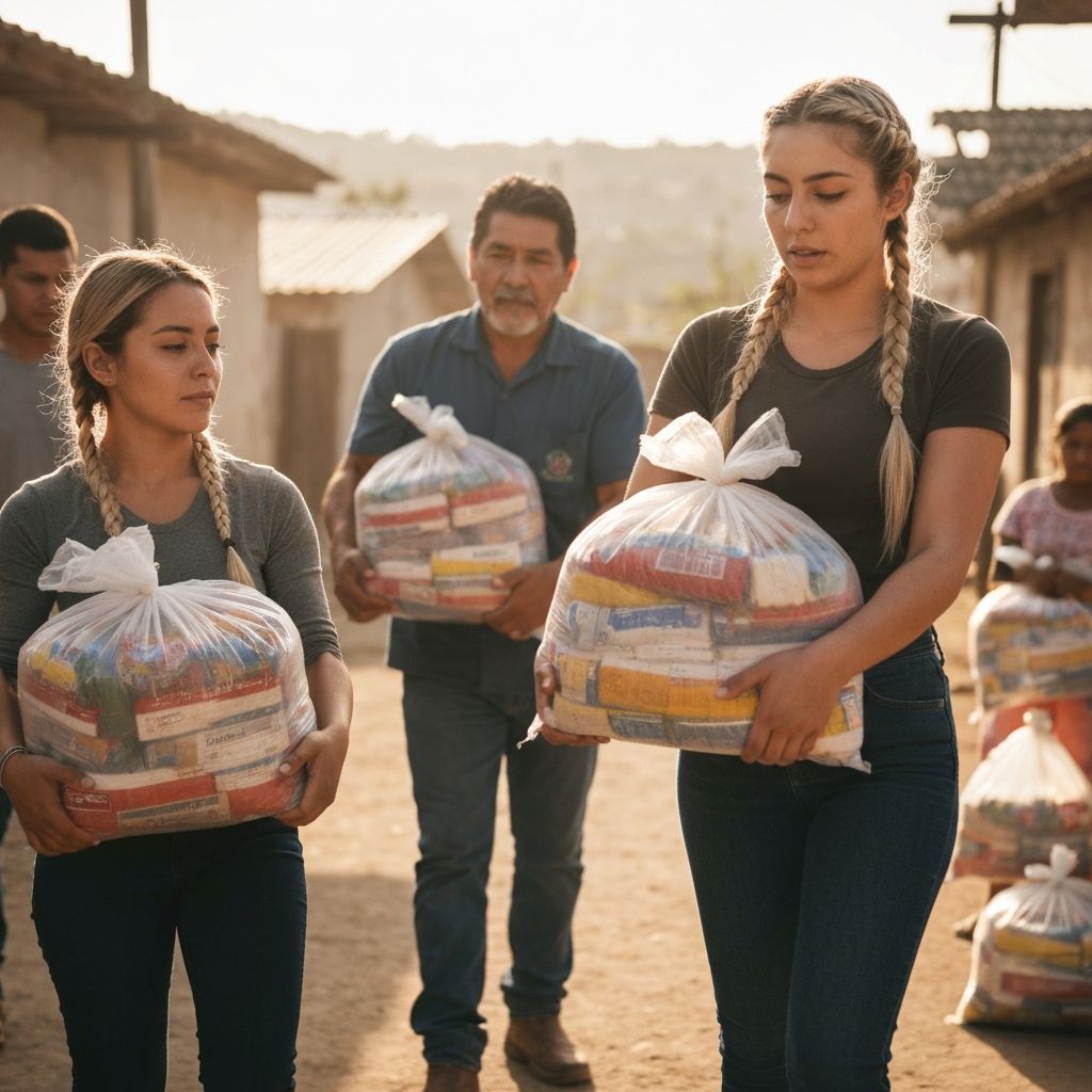 Volunteers delivering food baskets to families in 2025